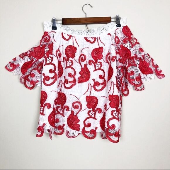 Alexis Karol Off The Shoulder Lace Top Size XS C23 - Picture 5 of 6